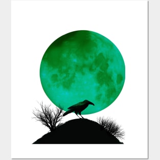 Raven and full moon Posters and Art